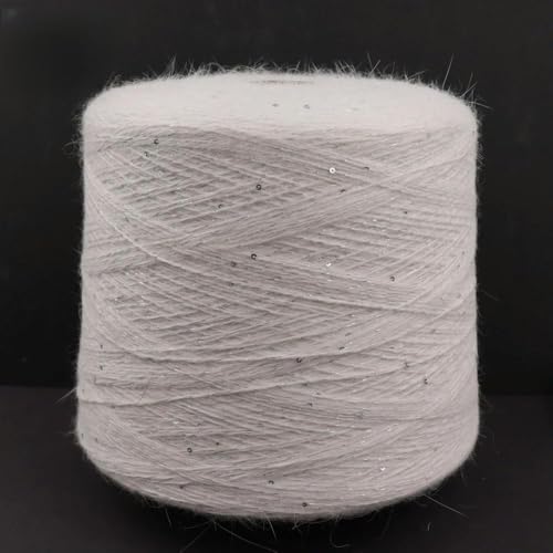 FUPOHUA Strickgarn 100g 600m Angora 2mm Pailletten Lurexgarn Kaninchenhaarwolle langes Nerzgarn Weiches Flauschiges Häkelgarn Wolle von FUPOHUA