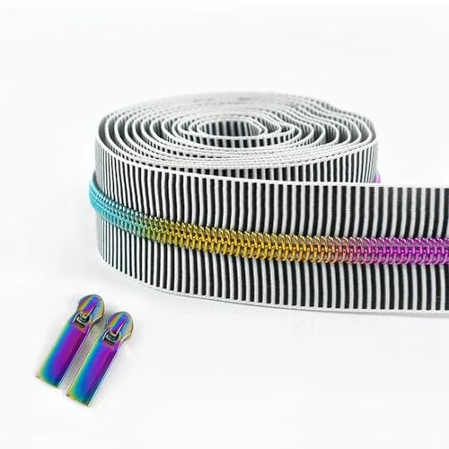 Nylon-Reißverschlüsse, 1/2/4/5 Meter, 5#, gestreiftes Reißverschluss-Rollenband zum Nähen von Taschen, Spiralreißverschlüsse, Meterware, DIY-Bekleidungszubehör von FUPOHUA