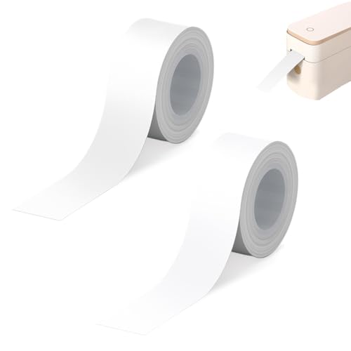 FURREN 2 Rollen Thermo-Etikettenband 16 mm x 4 m Kompatibel Etikettenband Papier Etikettendrucker Papier Wasserfeste Etiketten Selbstklebende Etikettenband Transparent,Weiß Edikettenband für Haus,Büro von FURREN