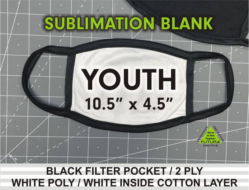 10Er Packung Jugend Weiß/Schwarz Filter Pocket Sub Rohlinge Mittlere Maske - Bulk Sublimation Weiße Sublimationsmaske von FUTURASUBLIMATION