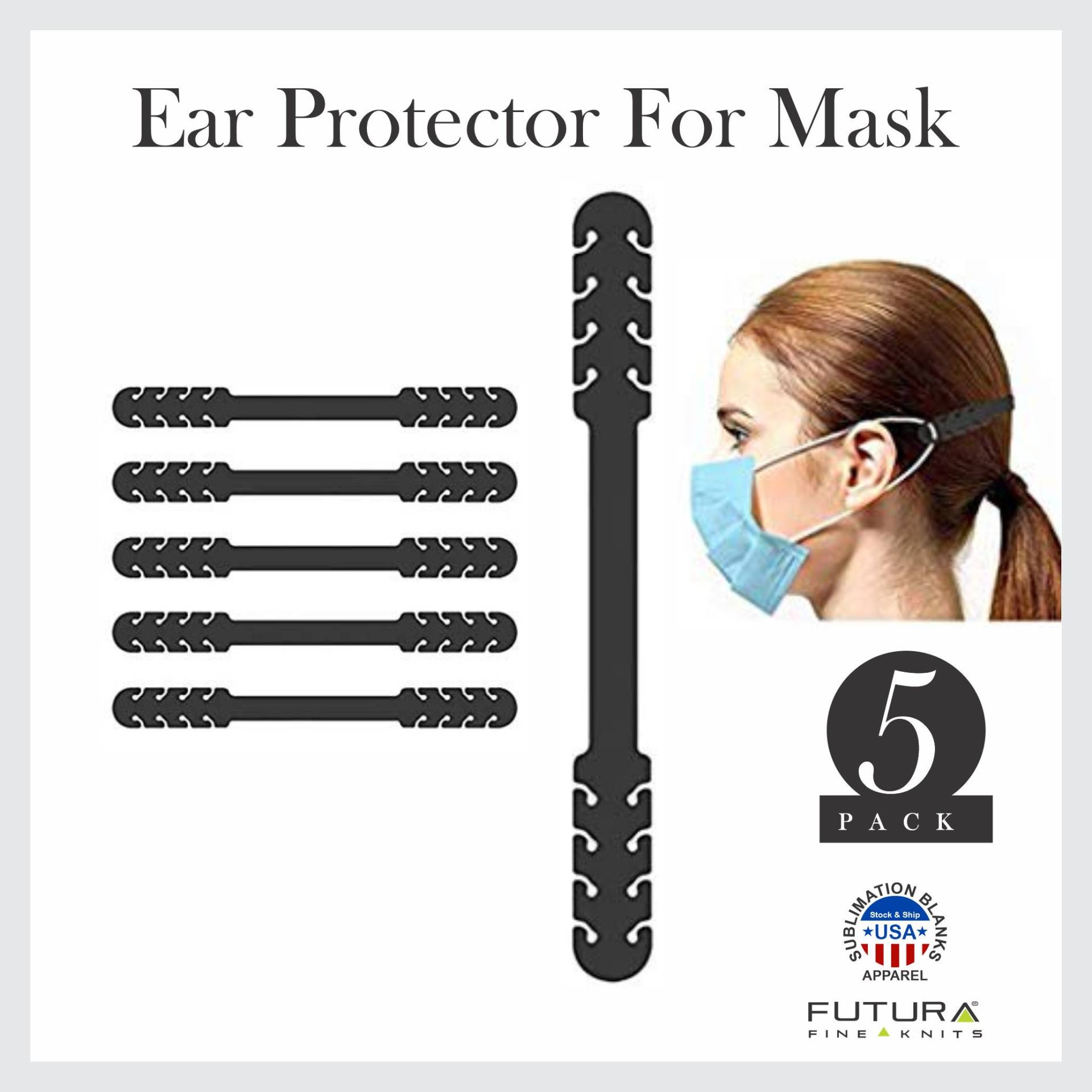 Maskenhalter, 5Er Pack Gesichtsmasken-Verlängerungsband, Masken-Ohrschoner-Bänder Für Hinterkopf, Schwarz von FUTURASUBLIMATION