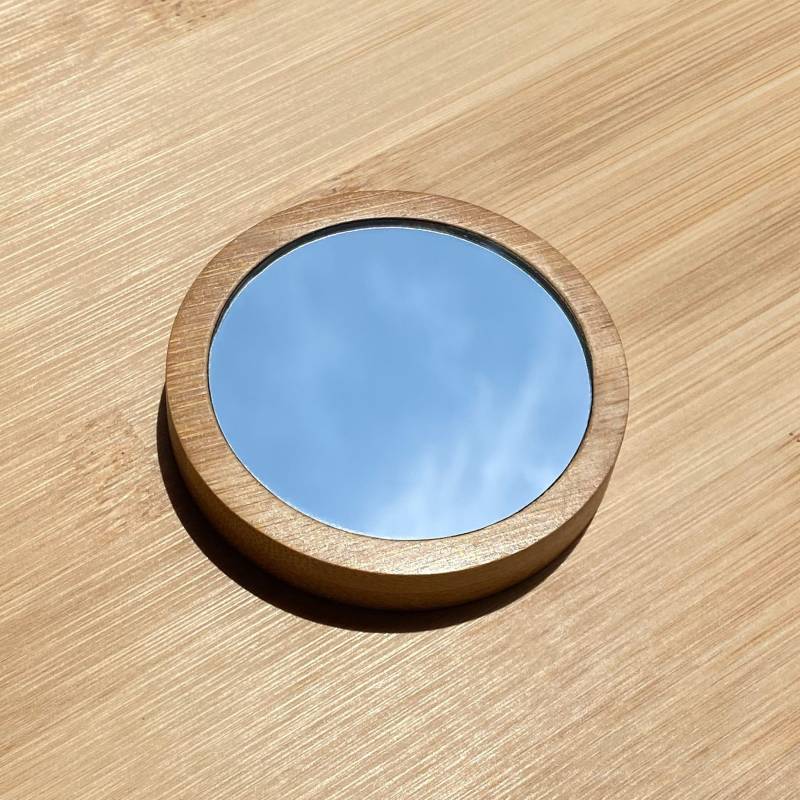 Bambus Taschenspiegel - Reise Make-Up Beauty Bag Eco Sustainable Green Wood Natural Round Circle Compact von FUTUREGLOW