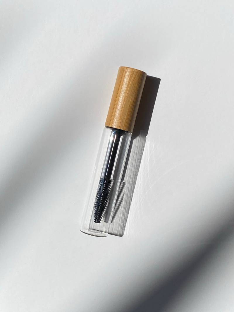 Leere Glas Mascara Tube - 10Ml Silikon Spoolie Brows Wimpern Lash Verlängerungsserum Diy Zauberstab Bambus Nachhaltige Grün Eco Beauty von FUTUREGLOW