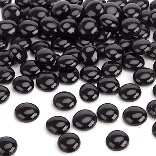 FUTUREPLUSX 50 Stück schwarze flache Glasmurmeln, Glasperlen, Vasenfüller, Kristalle, Edelsteine für Tisch, Aquarium, Heimdekoration, DIY Handwerk von FUTUREPLUSX