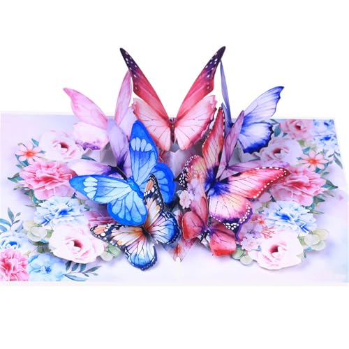 Schmetterlings-Blumen-3D-Grußkarte für Geburtstag, Muttertag, Jahrestag, Karten mit Umschlag Schmetterlings-Blumen-3D-Grußkarte für Geburtstag, Muttertag, Jahrestag, Karten mit Umschlag von FUUGlan