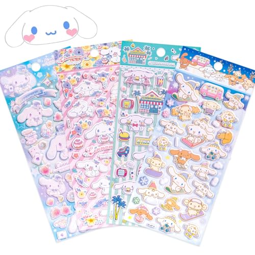 Cartoon Sticker Kinder, 4 Stück 3D Aufkleber Set Stickers Mädchen Lieblich Aufkleber Wasserdicht Stickers für Tasse, Laptops, DIY-Kunsthandwerk, Mobiltelefone, Sammelalben (DEG) von FUWEISH