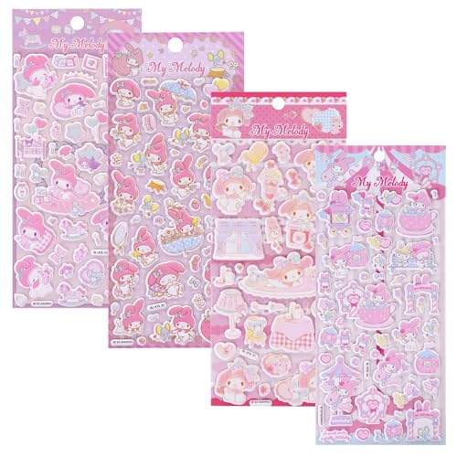 Cartoon Sticker Kinder, 4 Stück 3D Aufkleber Set Stickers Mädchen Lieblich Aufkleber Wasserdicht Stickers für Tasse, Laptops, DIY-Kunsthandwerk, Mobiltelefone, Sammelalben (MLD) von FUWEISH