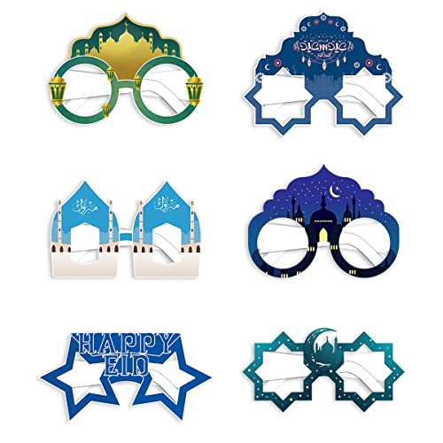 FUWIND 6 Stück Eid Ramadan Dekoration Thema Party 3D Brille Mond Stern Dekoration für Ramadan Party Supplies von FUWIND