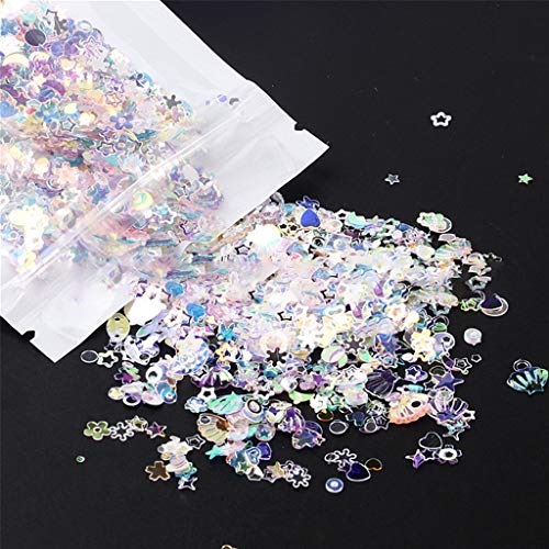 10 G Gemischte PET Glitzerflocken Für Nagelkunst Epoxidharz Formenfüller Pfirsich Liebe Herz Sterne Blumen Kristall Pailletten von FUXIU