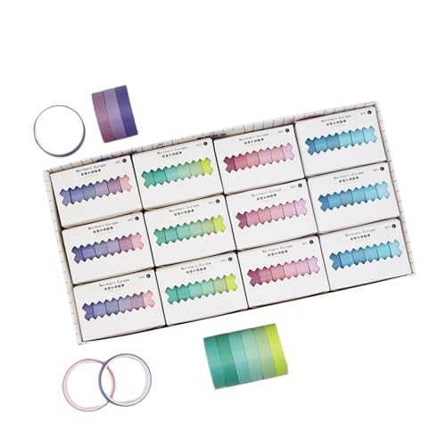 Dekoratives Klebeband, 72 Stück, 24 Farben, Regenbogenfarben, Abdeckband für Bastelalbum, Scrapbooking, Planer von FUXIU