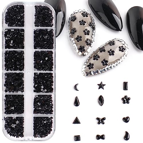 FUXIU 12 Gitter Luxus 3D Nagel Charms Nieten Nagel Strass Edelsteine Nail Art 3D Strasssteine Handwerk Diamanten Kristall Juwelen Steine von FUXIU