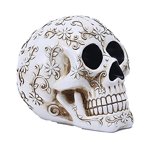 FUXIU Halloween-Totenkopf-Ornamente für kreatives Skelett für Kopfstatue, Requisiten, Kunstharz von FUXIU