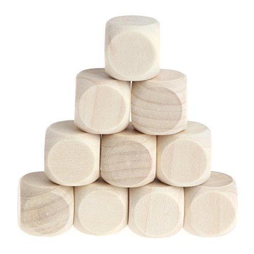 FUXIU Set Mit 10 Holzwürfeln Zum Basteln Leeres Würfelset Mit Sechs Seiten Quadratische Holzblöcke Zum Basteln Und Heimwerken von FUXIU