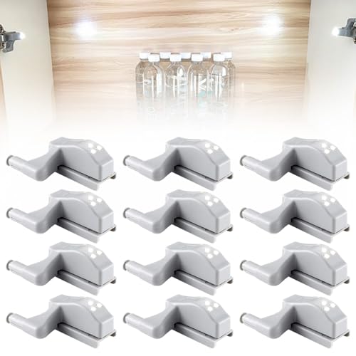 Scharnier LED-Licht, 2024 Upgrade Scharnier LED Sensor Licht, Universal Schrank Hinge LED Sensor Light Kleiderschrank LED Scharnier Licht für zu Hause Küche Wohnzimmer Schlafzimmer (Kaltweiß, 12Stück) von FUXNGZI