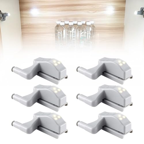 Scharnier LED-Licht, 2024 Upgrade Scharnier LED Sensor Licht, Universal Schrank Hinge LED Sensor Light Kleiderschrank LED Scharnier Licht für zu Hause Küche Wohnzimmer Schlafzimmer (Kaltweiß, 6Stück) von FUXNGZI