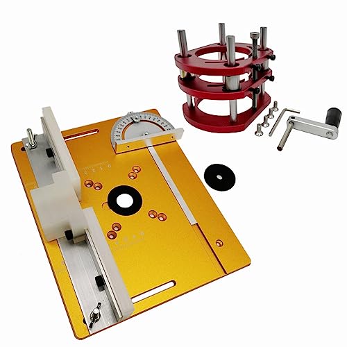 FUYAO Router Lift Kit Frästisch Für Oberfräsen Mit Aluminium Router Platte Für Motoren Mit 64-65Mm Durchmesser Holz Bearbeitung Router Tisch Werkbank Trimmer Gravier Maschine von FUYAO