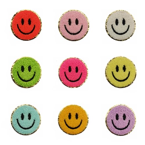 FUYFA Smiley Face Patch – Chenille Selbstklebende Patches für Kostümjacken, Jeans, Hüte und Rucksäcke – Drücken Sie Ihren einzigartigen Stil mit unseren bestickten von FUYFA