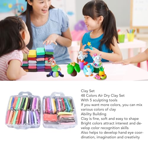 48 Farben Trocken-Modelliermasse-Set Für Kinder – Weich, Leicht Und Einfach zu Formen – Und Umweltfreundlich – Perfekt Für Aktivitäten zu Hause Und Im Klassenzimmer von FUZHUI