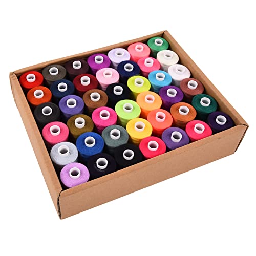 Polyester-Nähgarn-Set, 1000 Yards Länge, 42 leuchtende Farben, ideal für Heimwerker-Stickprojekte, inklusive hochwertigem Spulen-Set, kompatibel mit den meisten Näharbeiten von FUZHUI