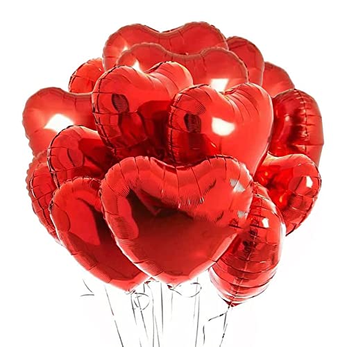 FVCENT Ballons Herz Helium 30 Stück Herz Helium Luftballons Herzluftballons Heliumballon Folienballon Hochzeit Folienluftballon Geeignet für Geburtstag Brautdusche Valentinstag (rot) von FVCENT