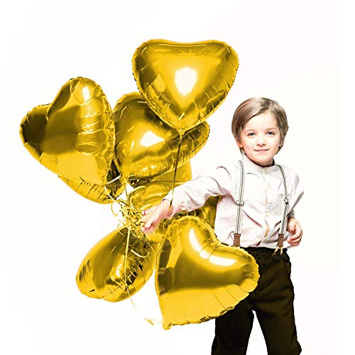 FVCENT Ballons Herz Helium | Herz Folienballon 30 Stück Herz Helium Luftballons Herzluftballons Heliumballon Folienballon Hochzeit Folienluftballon (Gold) von FVCENT