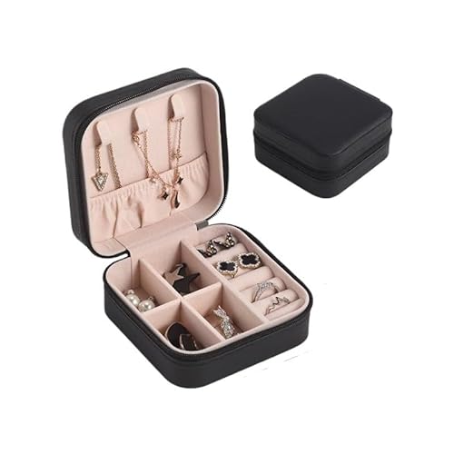 FVCTGHZ Aufbewahrung Einzigartige Lila Schmuckschatulle Großhandel Kreative Tragbare Reise Aufbewahrungsbox Ohrringe Ring Fall Romantische Box(S Black) von FVCTGHZ