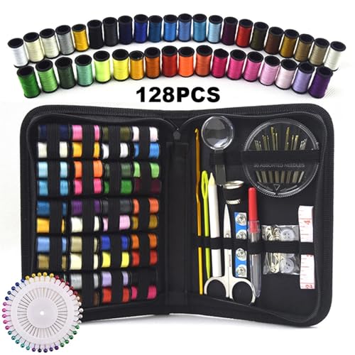 FVCTGHZ Nähset mit Nähsets, Handnähzubehör-Set for Nähmaschine, Handquilten, Nähen, Stickerei, DIY, Multifunktions-Nähkasten-Werkzeuge(128pcs) von FVCTGHZ