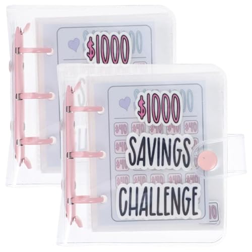 Money Saving Binder 2 Stück 1000 Spar-Challenge-Ordner, Geldspar-Ordner, wiederverwendbares Haushaltsbuch mit Geldumschlägen for Budgetplaner, Spesen-Tracker, Organizer von FVCTGHZ