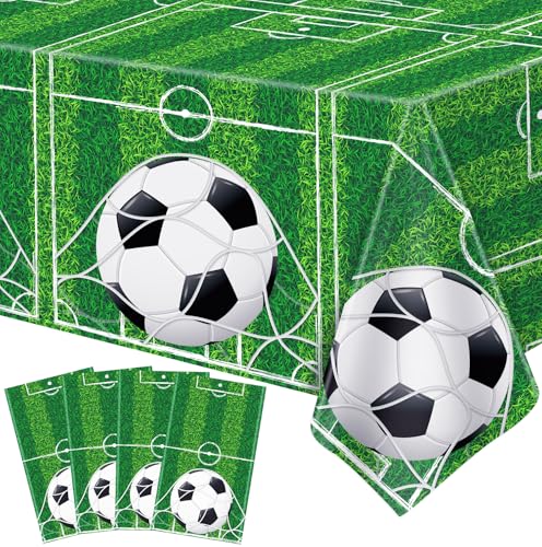 4 Stück Fußball Partei Tischdecken Fußball Sport Thema Party Tischdecken Musik Tischtuch Fußball Tischdecke für Rechteck Tische Fußball Thema Geburtstag Party Supplies 51X86IN von FVEOCR