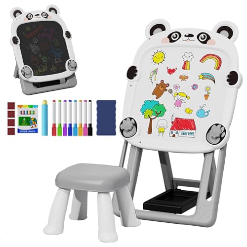 FVPKYUR Doppelseitiges Zeichenbrett, magnetische Tafel | Verstellbare magnetische Whiteboard-Zeichentafel für Kleinkinder,Magnetische Kreidetafel mit faltbarer Halterung und Staffelei für Whiteboards von FVPKYUR