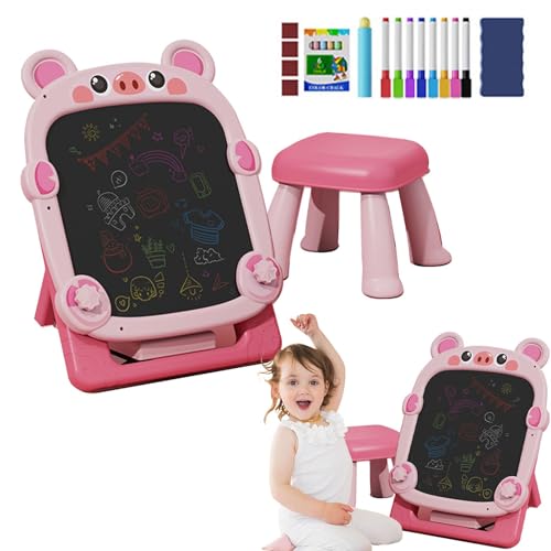 FVPKYUR Magnetische Tafel, Kunststaffelei für Kinder,Verstellbare magnetische Whiteboard-Zeichentafel für Kleinkinder - Magnetische Kreidetafel mit faltbarer Halterung und Staffelei für Whiteboards von FVPKYUR