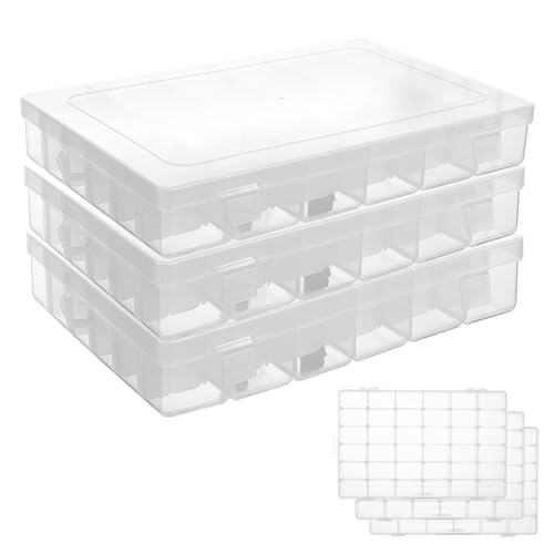 FWEEK 3 Stück 36 Fächer Sortierbox, Transparent Aufbewahrungsbox Einstellbar Sortierboxen, Plastik Sortimentsboxen Sortierbox für Schmuck Perlen Ohrring DIY Handwerk von FWEEK