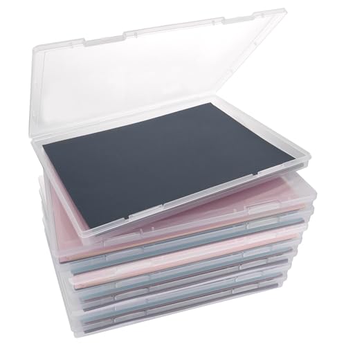 FWEEK 8er-Pack Tragbare Archivbox A4, Dokumentenbox A4 Kunststoff Transparent, Stapelbare Tragbare Multifunktionale Box A4 Kunststoff für Dokumente, Briefe, Sammelalben, 30.5x22.3x2.2CM von FWEEK