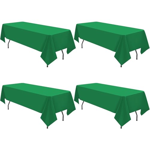 4 Stück Grüne Rechteck Tischdecken für 6 Fuß Tisch, 153 x 260cm Polyester Tischdecke, Faltenbeständige waschbare Stoff Tischdecke, Wiederverwendbare Tischdecke für Buffet Party Hochzeit 4 Stück Grüne Rechteck Tischdecken für 6 Fuß Tisch, 153 x 260cm Polyester Tischdecke, Faltenbeständige waschbare Stoff Tischdecke, Wiederverwendbare Tischdecke für Buffet Party Hochzeit von FXKS