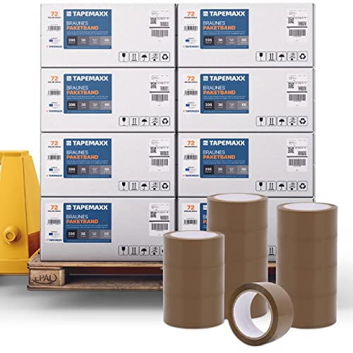 FYBR TAPEMAXX 1.152 Rollen Paketklebeband Paketband Packband Packing Tape Klebeband Paket Paketbandrollen Verpackungsband 48 mm x 66 m braun Palette von FYBR