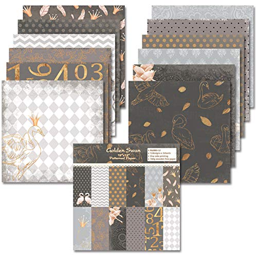 24PCS Gemustertes Papier Scrapbooking Papier, 30.5X30.5cm Vintage Album Karten Motivpapier, 24 Verschiedene Motive Dekopapier Für DIY Handgemachte Bastelarbeiten, Karten, Blumenmuster (Style G) von FYBlossom