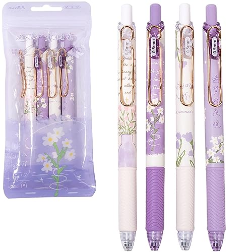 4 Stück Einziehbare Gelschreiber Gel Pen Set, 0,5mm Schwarz Stift Cartoon Stift Gel Kugelschreiber Für Schreiben, Süße Tagbuchschreiben Und Notieren Gelstifte Für Schule Büro Zuhause (Stil F) von FYBlossom