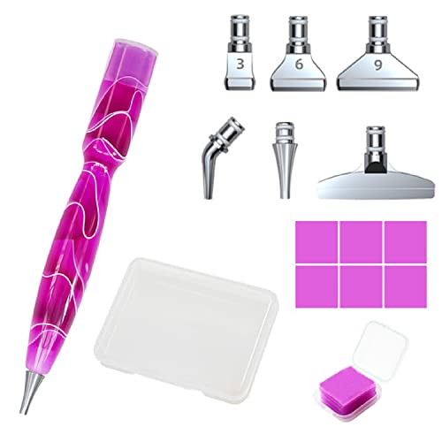 Diamond Pen Zubehör Werkzeugset, 5D Diamond Painting Zubehör Stift Set, DIY Diamant Malerei Stift Zubehör Werkzeuge Mit 6 Edelstahl Metallstiftspitzen/ Malkleber Lehm Für DIY Diamantmalerei Basteln von FYBlossom