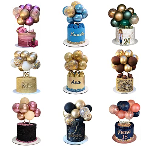 FYBlossom 9er Set Mini Ballon Cake Topper Tortendeko, Bunte Latex Ballon Wolke Kuchen Topper Luftballon Cupcake Topper Set, DIY Geburtstag Ballons Happy Birthday Kuchendeko Für Mädchen Junge Kinder von FYBlossom