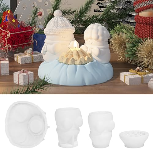 4 Stück Kerzenform Silikon 3D Schneemann Silikonformen Gießformen, DIY Weihnachten Schneemann Kerzen Formen Silikon Kerzengießformen Set, Kerzenformen Zum Gießen Für Kerzen, Seife, Handwerk von FYBlossom