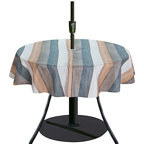 Rund Tischdecke Mit Sonnenschirm Loch, Waschbar Wachstuchtischdecke Gartentischdecke Wachstuch, Wasserdicht Outdoor Tischdecke Für Tisch Mit Sonnenschirmen, Picknick, Party, Camping, 153cm Durchmesser von FYBlossom