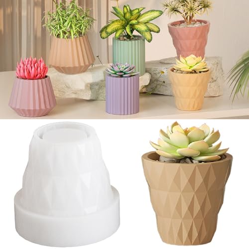 Silikonform Blumentopf Gießform Kerzenhalter Silikonformen Epoxidharz, Kerzen Silikonformen Sukkulenten Töpfe Silikonform Beton Form, DIY Vase Gießformen Silikon Für Blumentopf Formen (Stil A) von FYBlossom