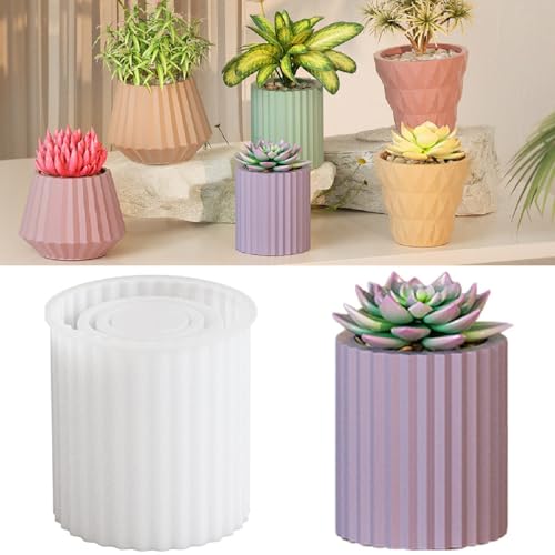 Silikonform Blumentopf Gießform Kerzenhalter Silikonformen Epoxidharz, Kerzen Silikonformen Sukkulenten Töpfe Silikonform Beton Form, DIY Vase Gießformen Silikon Für Blumentopf Formen (Stil B) von FYBlossom