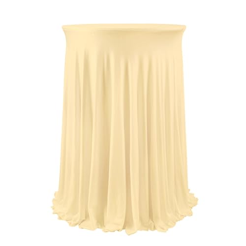 Spandex Cocktail Tischdecke Stehtisch Hussen, Runde Spandex Cocktail Tischhussen Tischtuch Mit Rock, Bartisch Abdeckung Cocktail Tischrock Für Bar Hochzeit Party Bankett (Champagner,80*110CM) von FYBlossom