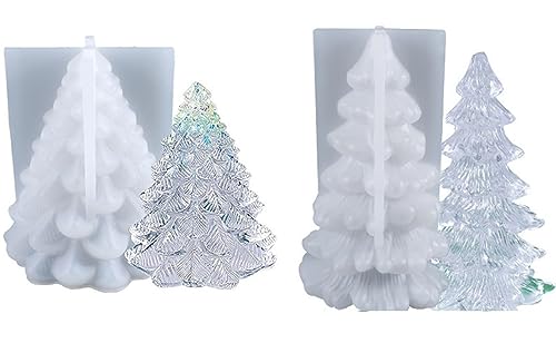 Weihnachtsbaum Silikonform 3D Silikon Weihnachten Kerzenform, DIY Weihnachtsbaum Kerzengießform Kerzenherstellung, Kerzenformen Zum Gießen Weihnachten Deko Für Aromatherapie, Schokolade (Stil A) von FYBlossom