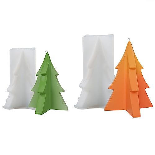 Weihnachtsbaum Silikonform 3D Silikon Weihnachten Kerzenform, DIY Weihnachtsbaum Kerzengießform Kerzenherstellung, Kerzenformen Zum Gießen Weihnachten Deko Für Aromatherapie, Schokolade (Stil B) von FYBlossom