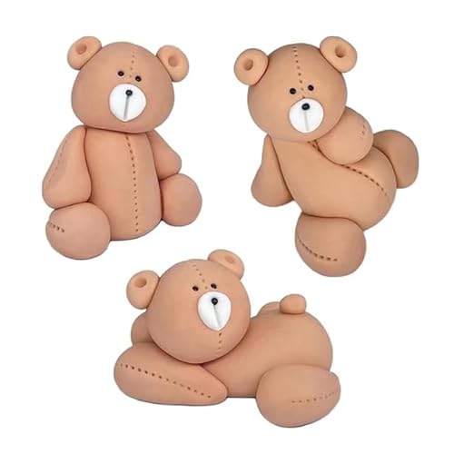 FYDZBSL 3pcs Bär-Kuchenaufsatz Bären-Geburtstagsdekorationen Bär Figuren Tortendeko Brown Baby Dusche Kuchen Dekoration Geeignet für Jungen und Mädchen von FYDZBSL