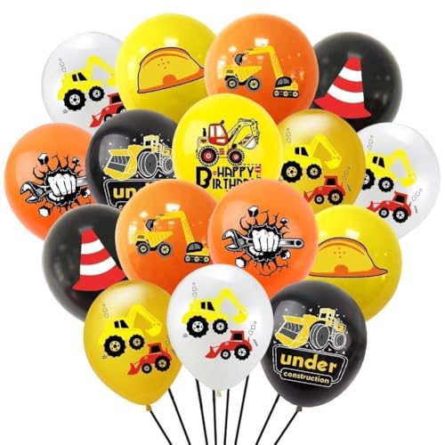 FYDZBSL Ballon Baustelle Geburtstag Deko,22 Stück 12 Zoll Bagger Ballons Party Dekoration Luftballons Baustelle Geburtstag Deko Geeignet für Kindergeburtstage(Orange Gelb Schwarz) von FYDZBSL