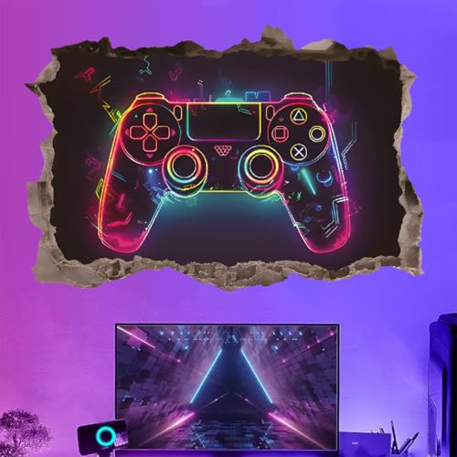 FYJCXCMP 3D Wandtattoo Gamer,Wandtattoo Kinderzimmer Jungen,Bunte Gamer Poster,Gaming Wandbild für Schlafzimmer,Wandtattoo Junge Teenager,Videospiel Wandstikcer für Jugendzimmer Deko Geschenk von FYJCXCMP