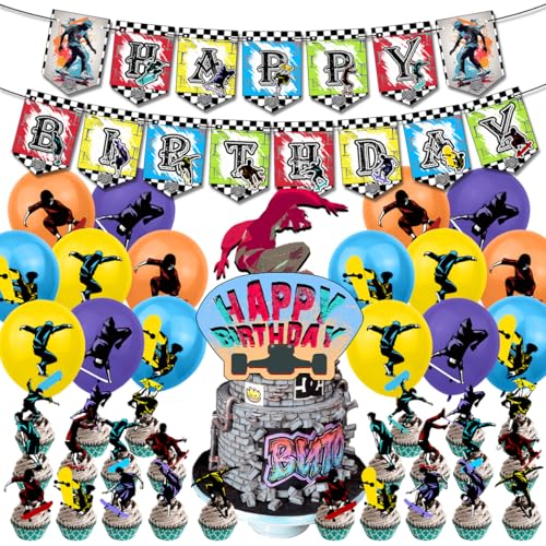 FYJCXCMP Skateboard Party Decoration, Cartoon Party Set, 42 Stüch Bewegung Thema Party Supplies Dekoration, Geburtstag Thema Party Dekoration für Kinder von FYJCXCMP